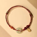 Hetian Jade Peace Buckle Bracelet with braided cord in choice of colourful, red or black