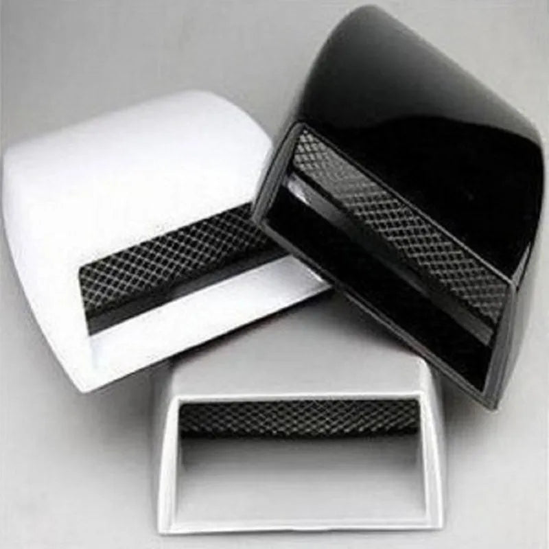 ABS simulation air vent hood sticker in black, 26x17cm, with 3D design for vehicle bonnet decoration