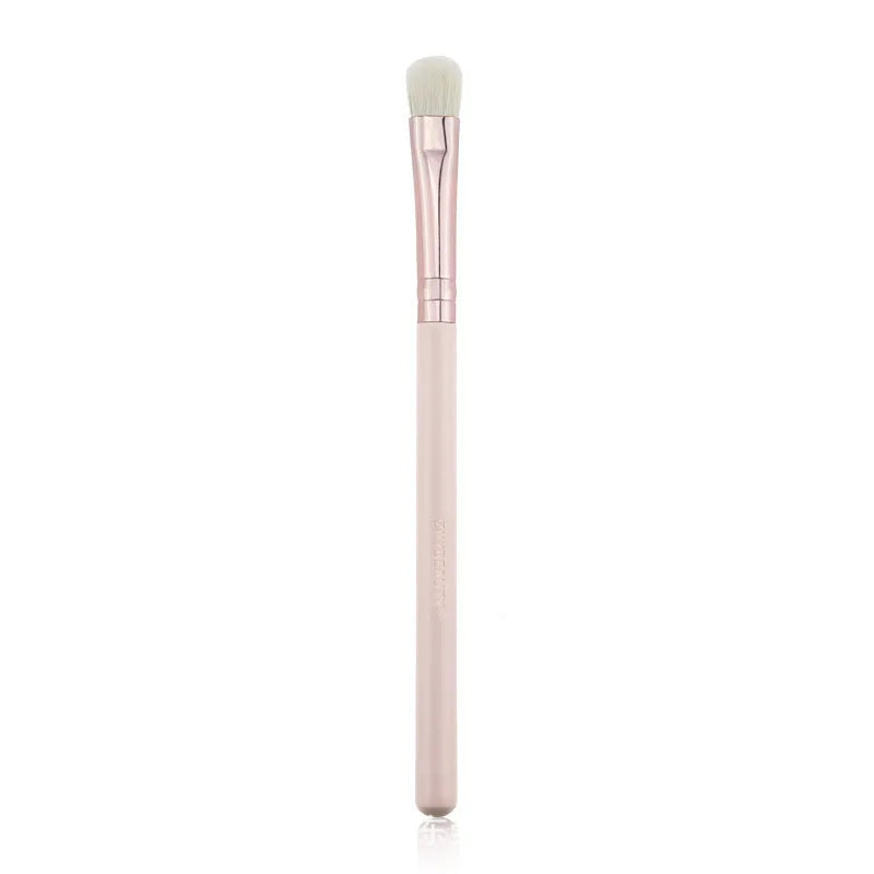 26-piece pink makeup brush set with wooden handles and wool brush hairs in PU storage bag