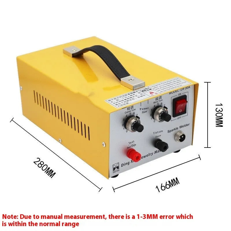 30A jewellery spot welder with foot pedal, pedestal, power cord, foot switch and soldering tweezers, 35 x 20 x 14 cm