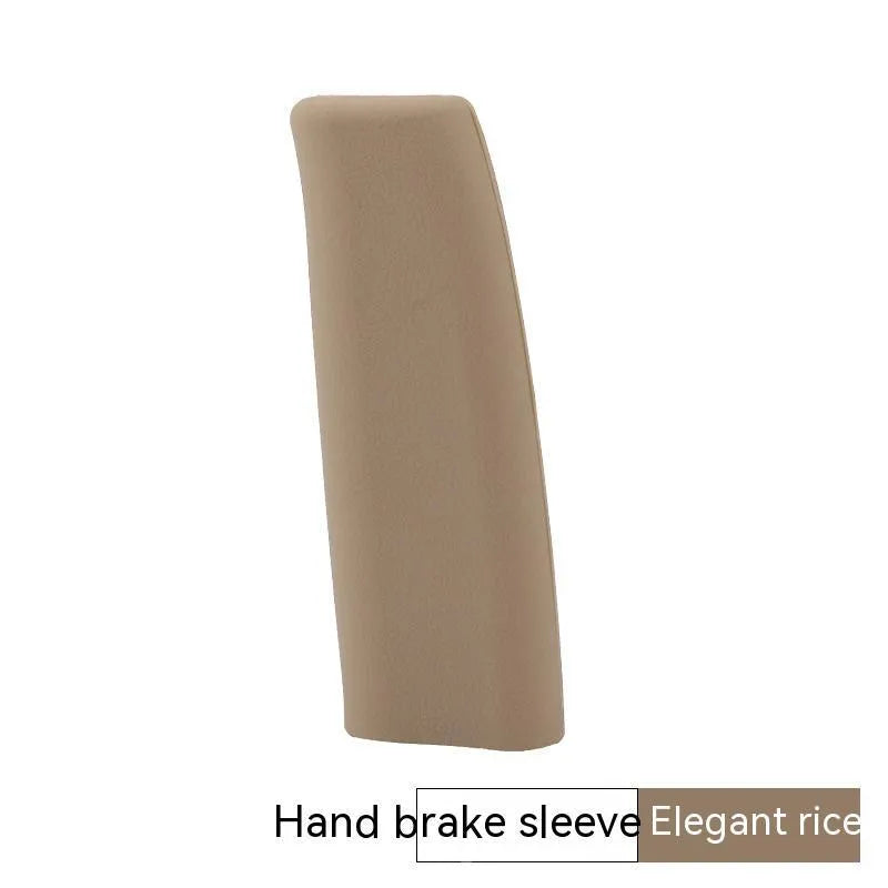 Silicone handbrake sleeve cover shown in different colours next to a car handbrake lever.