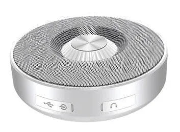 Compact mini Bluetooth wireless speaker in black, orange, and silvery white colour options