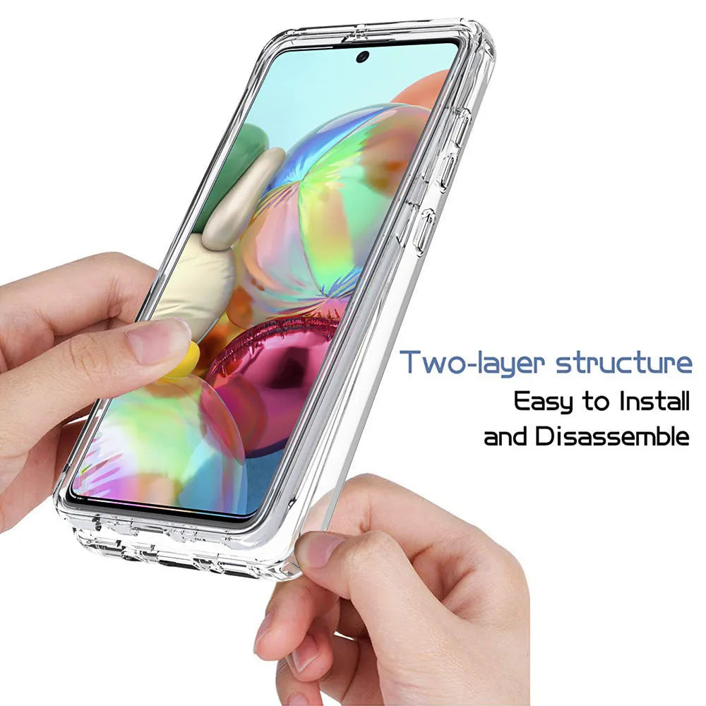 Transparent anti-drop phone case for Samsung Galaxy smartphones showing clear design