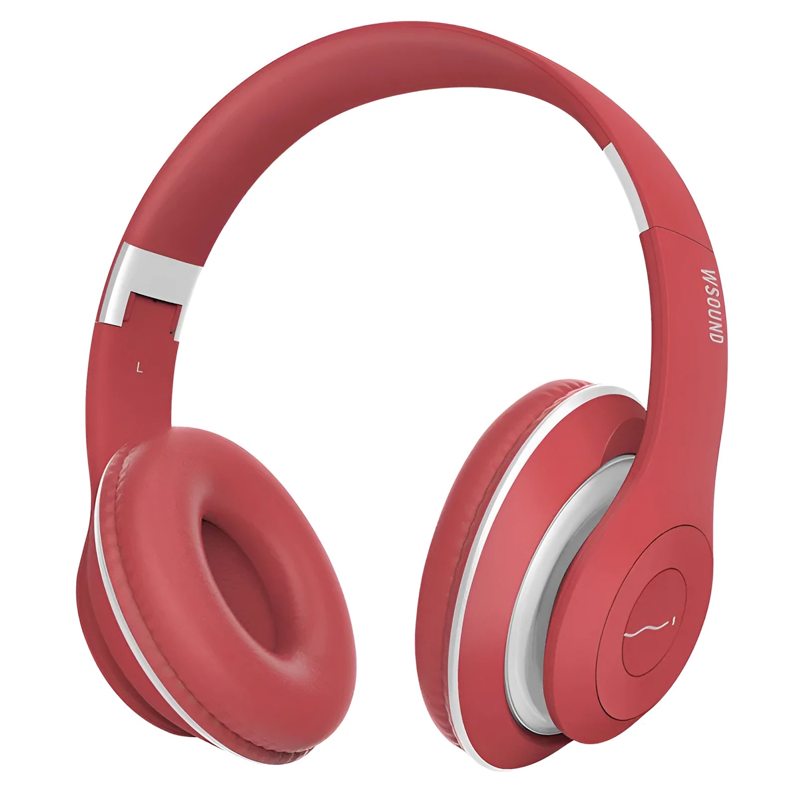 Blue and red coloured Bluetooth wireless stereo headset with over-ear bilateral design.