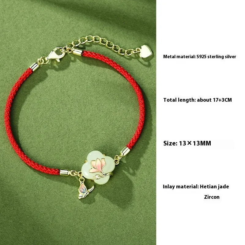 Magnolia jade jewellery set with sterling silver chain, matching bracelet and earrings in random jade colours