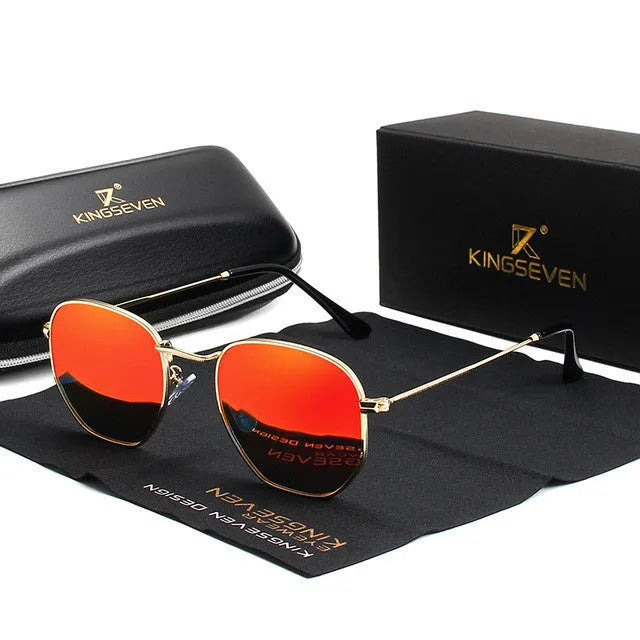 Men's classic round retro sunglasses in black frame on a grey background.