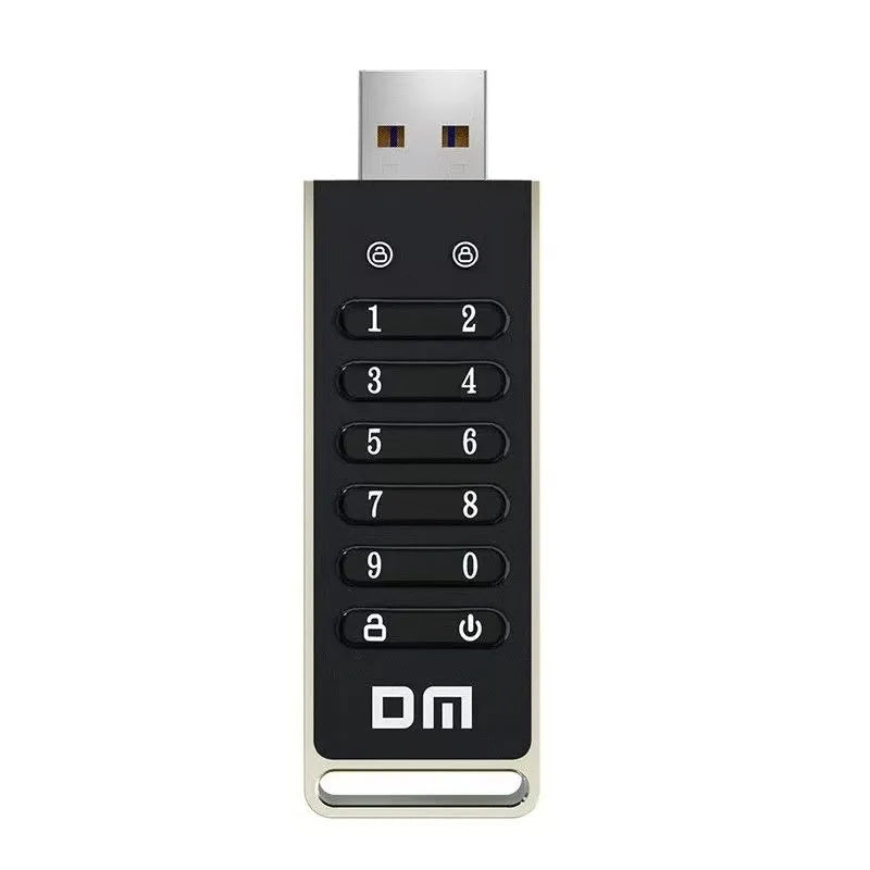 Metal USB flash drive with fingerprint scanner and 64GB storage capacity
