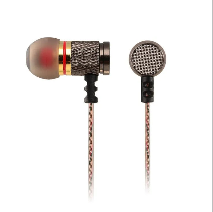 Wired in-ear headphones with metal subwoofer and 3.5mm L-bend plug