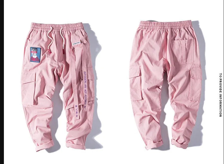Influx men's Harajuku Hong Kong wind harem pants in black with loose straight-leg cut and waistband