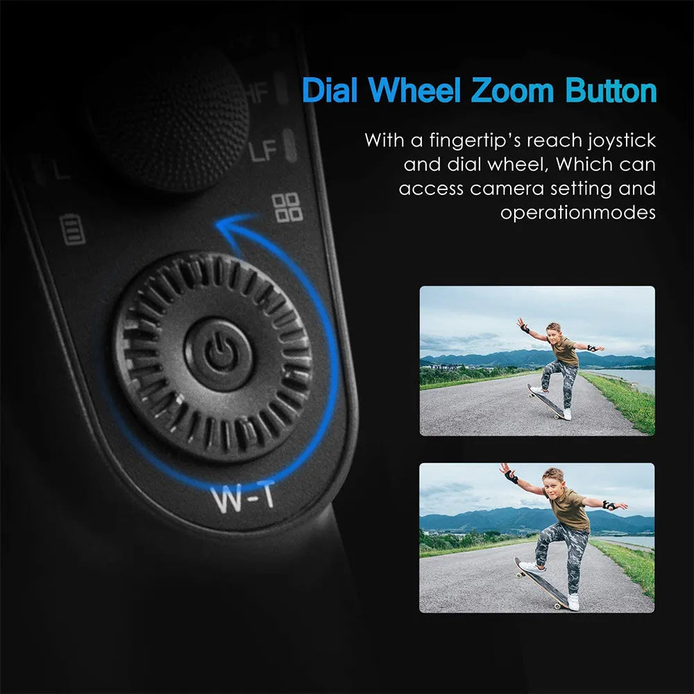 Black three-axis handheld gimbal stabilizer for mobile phones with extended battery and included hard case.