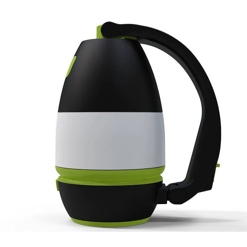 Black green foldable 3-in-1 LED camping lamp with USB charging port