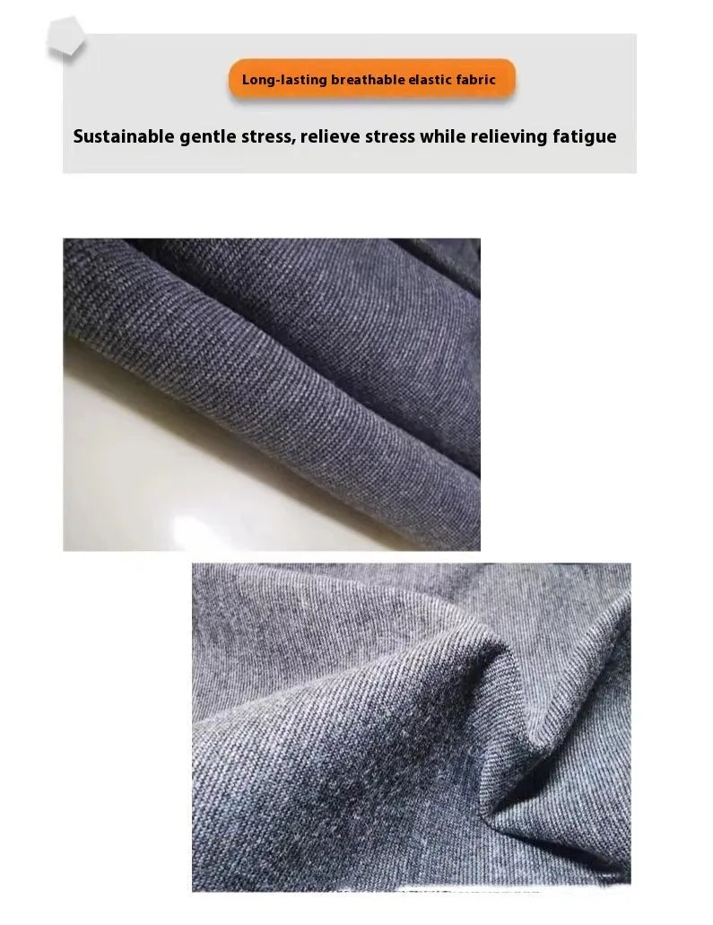 Heather gray dog anxiety jacket vest on a mannequin, showing its close-fitting design.