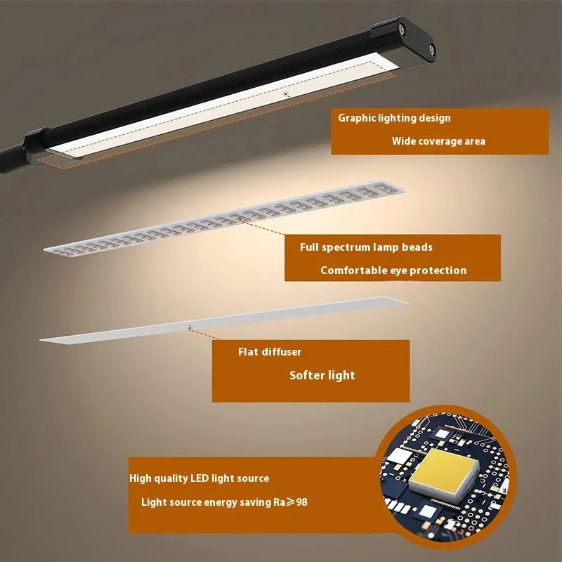 LED floor lamp with 26cm head and 100 beads, USB powered, 13W 5V, for reading and learning