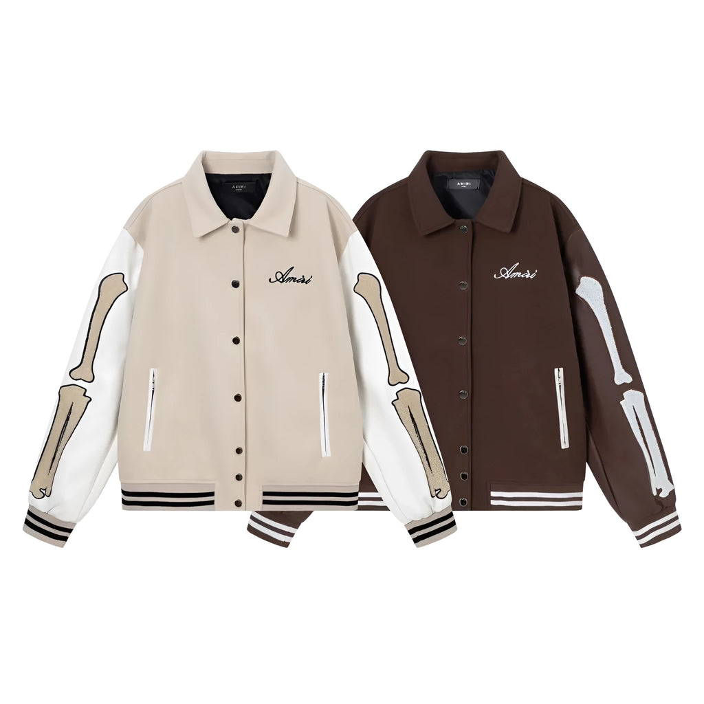 Wool jacket with bone embroidery decoration in apricot colour with cotton fabric