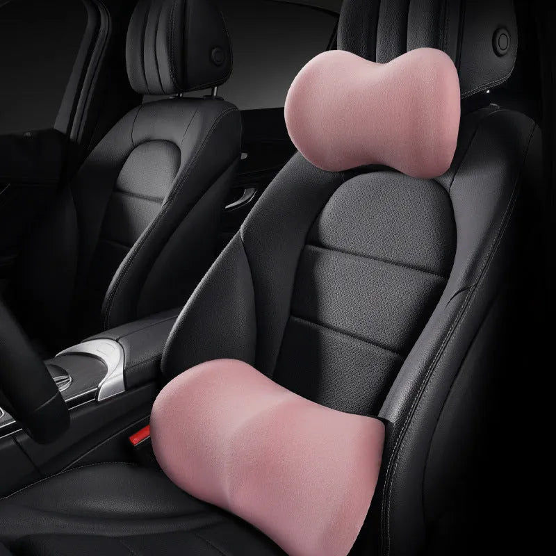 Summer driving headrest pillow and lumbar support pillow set in five colour options
