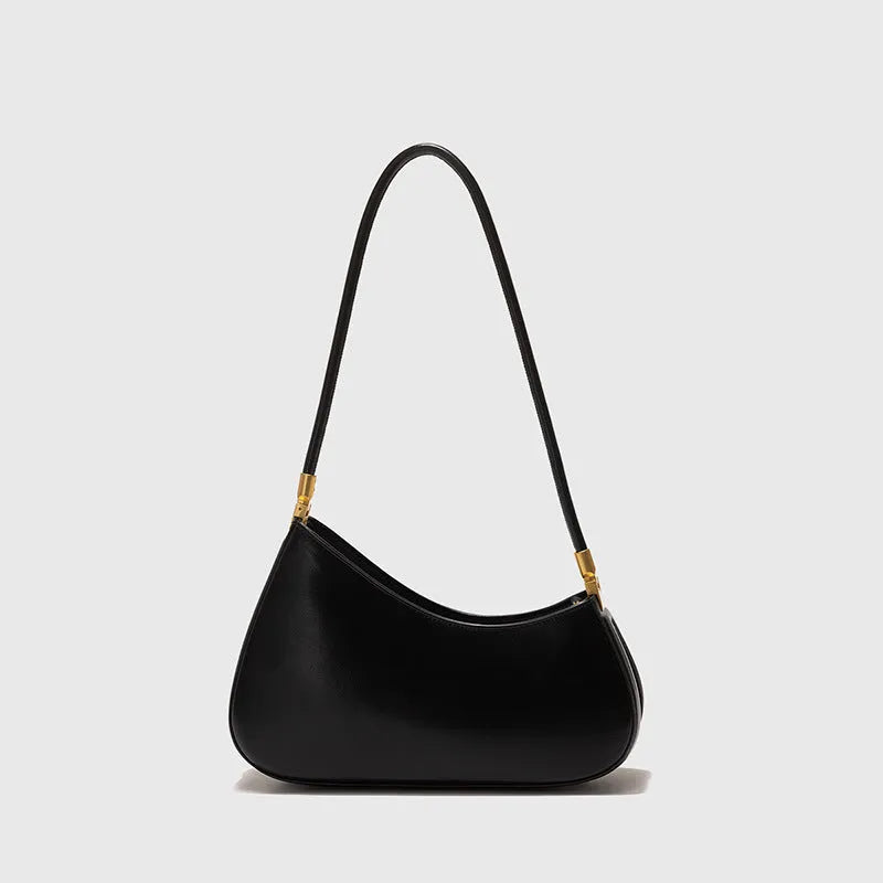 Women's oval retro underarm bag in PU leather with single shoulder strap and zipped compartment