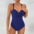 Women's solid colour one-piece swimsuit in polyester with spandex lining for swimming