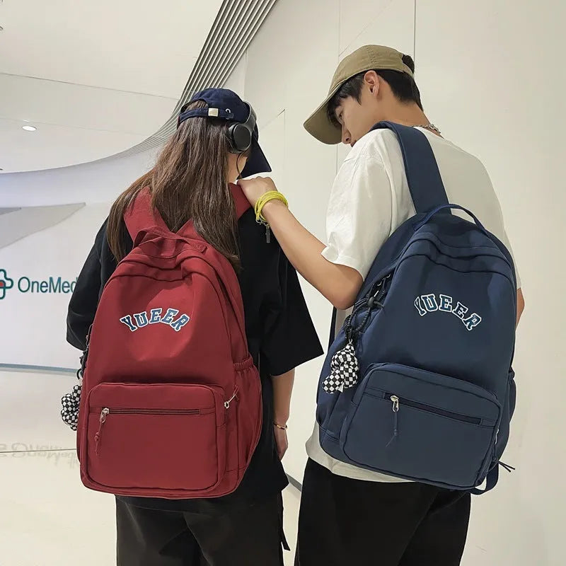 Large-capacity nylon school bag 32 x 14 x 45 cm in white, red, blue, black or light green with print