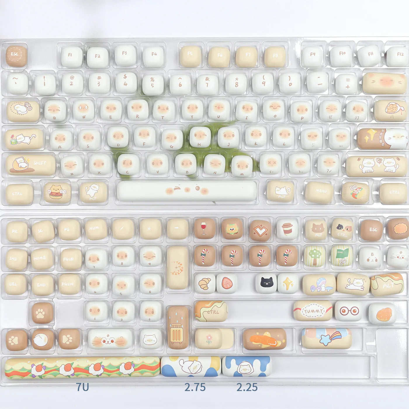 Steamed Bread cat theme mechanical keyboard keycap set with 26 PBT caps in pastel colours