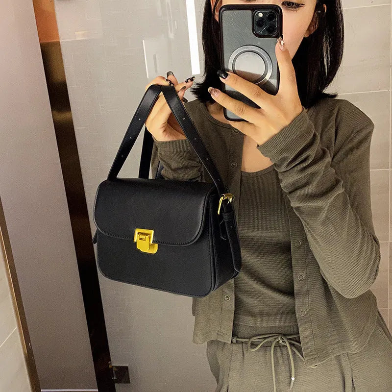 Soft PU women's small square cross-body bag in horizontal shape with underarm strap