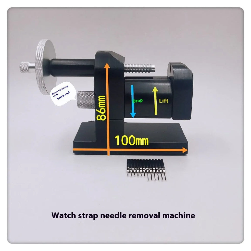 Alloy steel watch strap stripping machine tool for watch repair on a workbench