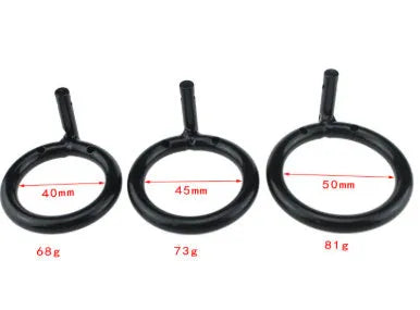 Men's black manganese steel chastity lock ring with 40mm 45mm 50mm internal diameter options for adult sexual restraint play
