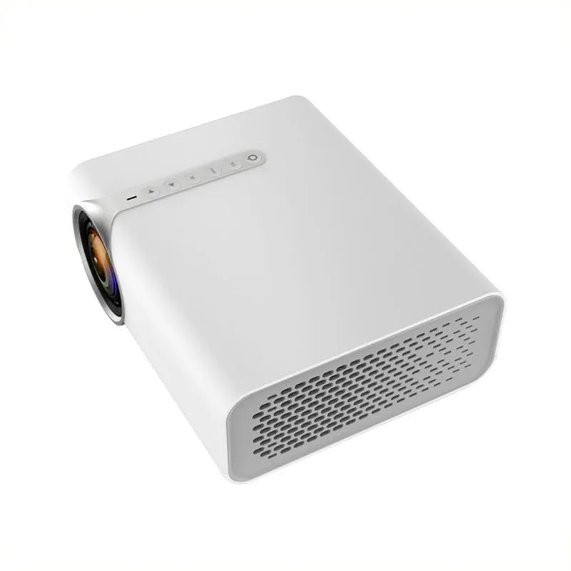 YG530 mini mobile phone projector in black or white with wireless connectivity and international plug adaptors