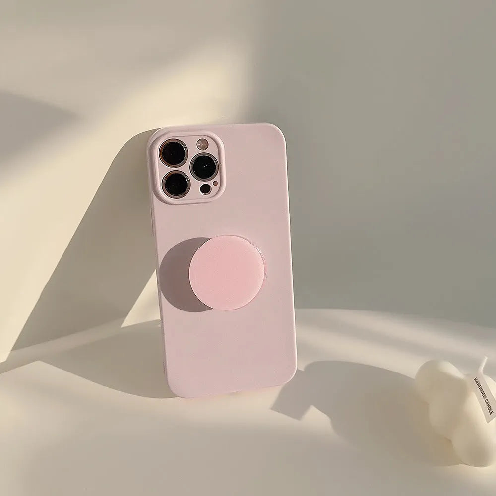 Solid colour TPU bracket phone case for Apple iPhone, soft shell with stand holder, multiple colour options