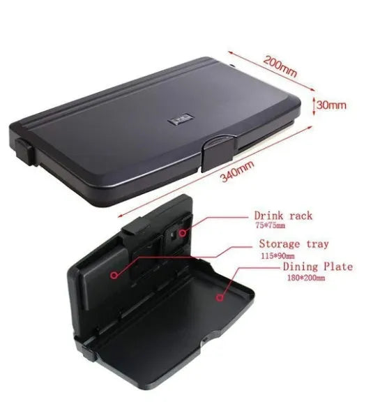 Black ABS plastic automobile beverage rack tray measuring 340x200x30mm