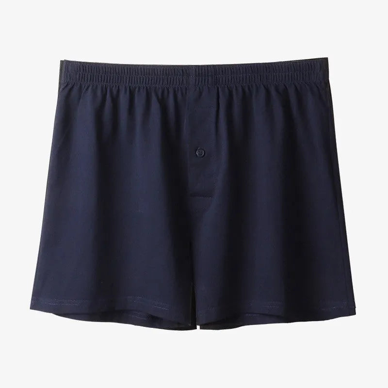 Men's pure cotton loose-fit boxer shorts in light grey, high-waist design
