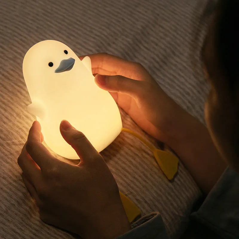 Seagull silicone night light for kids and baby with tap control, warm mode, timer, and USB cable