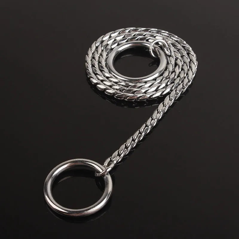 Metal dog collar in silver finish with 5.0x60cm size for large dogs