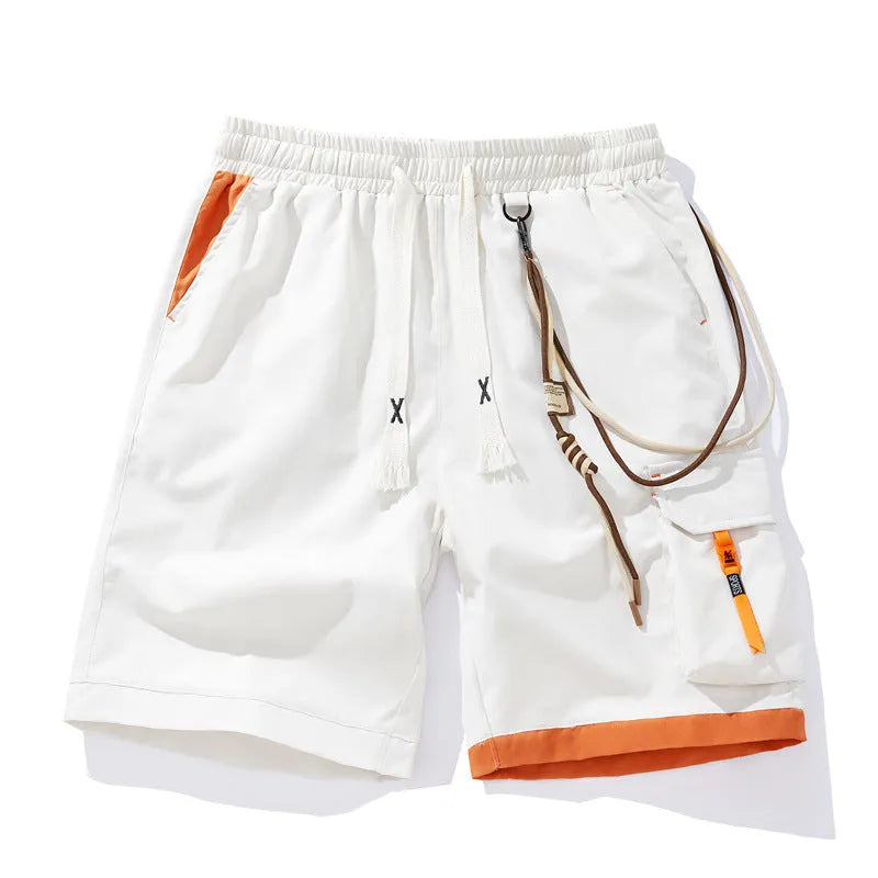 Men's plus size bamboo fibre shorts in a straight-leg cropped design on a hanger.