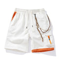 Men's plus size bamboo fibre shorts in a straight-leg cropped design on a hanger.