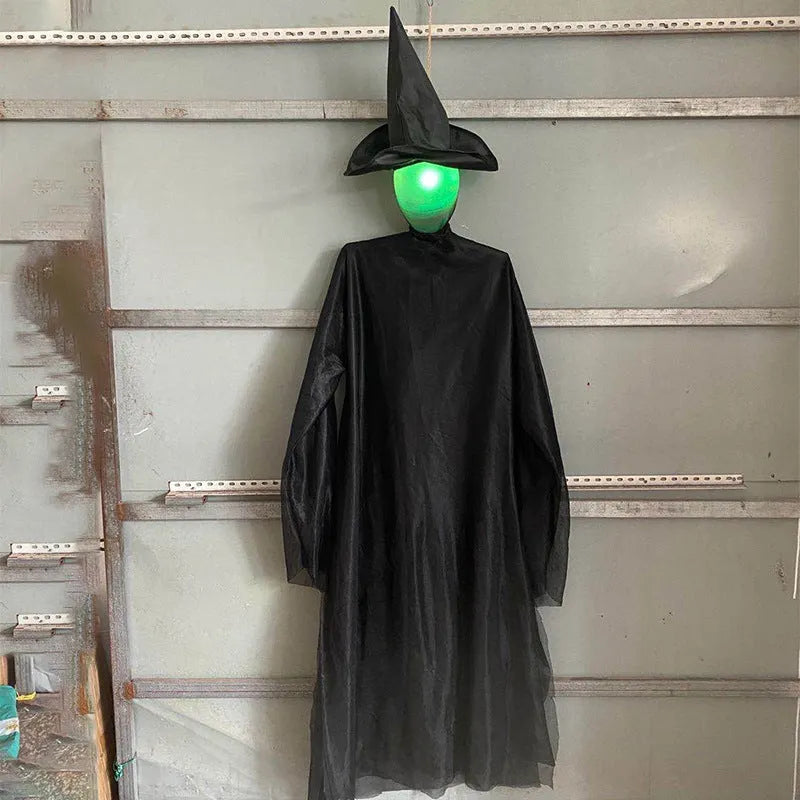 Halloween hanging ghost decoration with red flashing eyes and support tubes