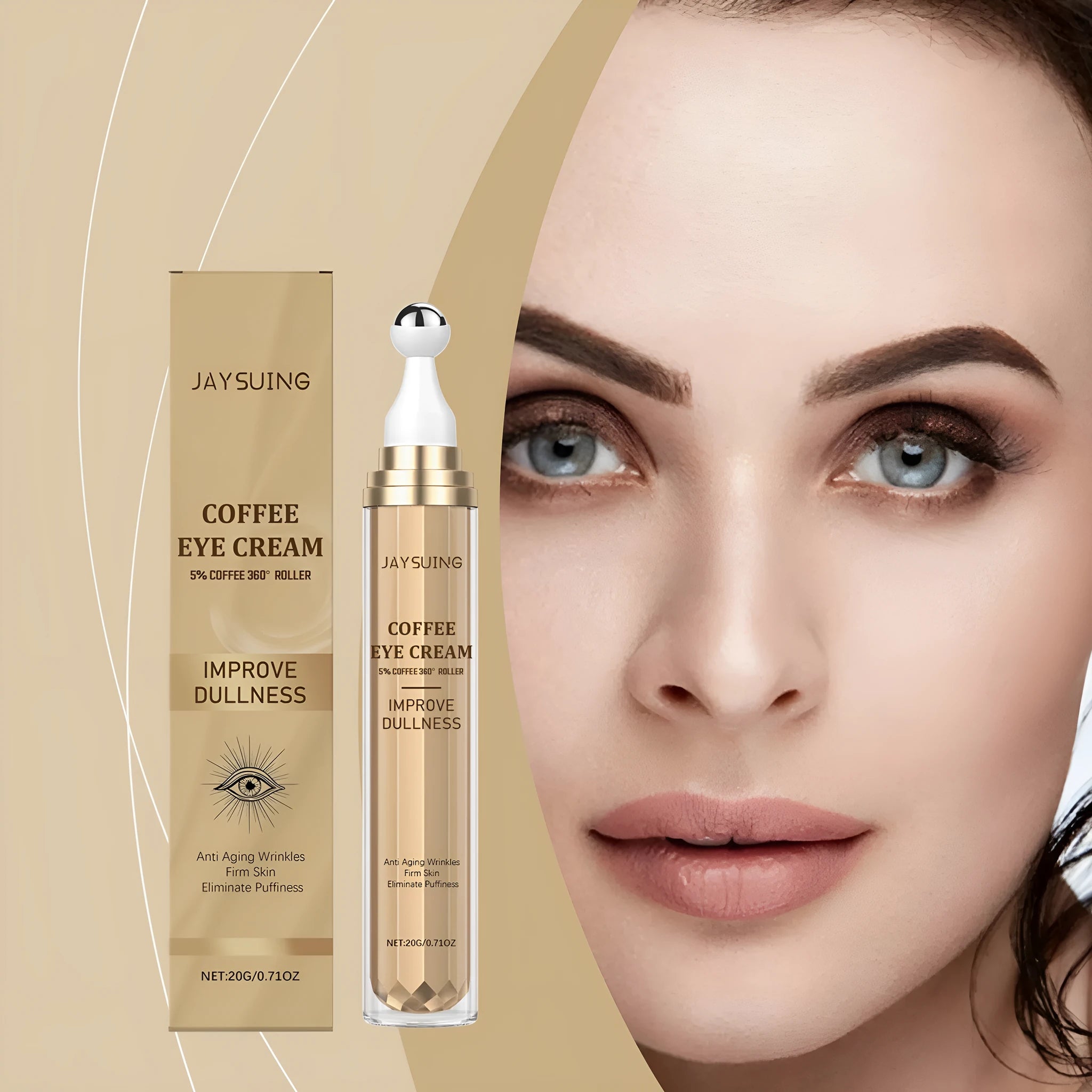 20g container of caffeine eye cream for dark circle and puffiness treatment