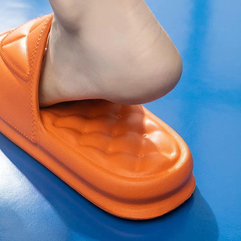 EVA bathroom slippers with thick sole in multiple colour options showing non-slip texture