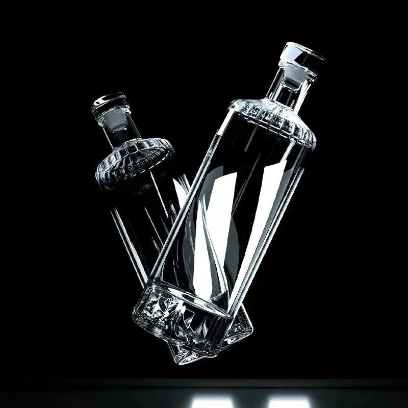 500ml thickened crystal glass wine bottle in transparent, blue, gold, or red, empty and ready for fruit wine, oil, or beverages
