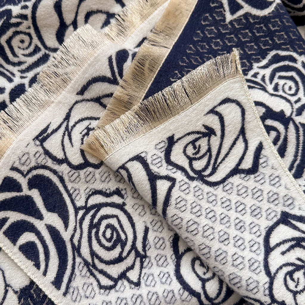 Mid-length 185x65cm imitation cashmere scarf with tassels in grey, black, blue, or khaki colours