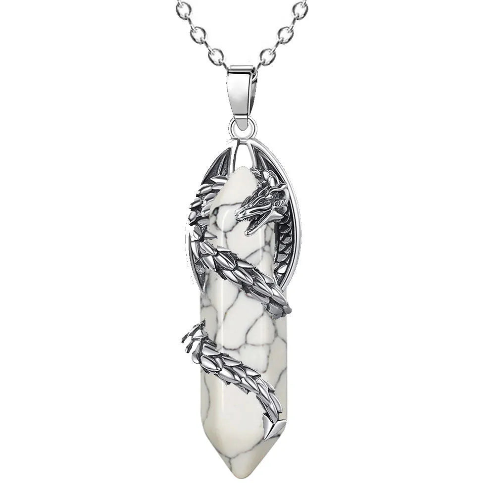 Fashion crystal flying dragon pendant necklace in amethyst colour with polished finish on a chain