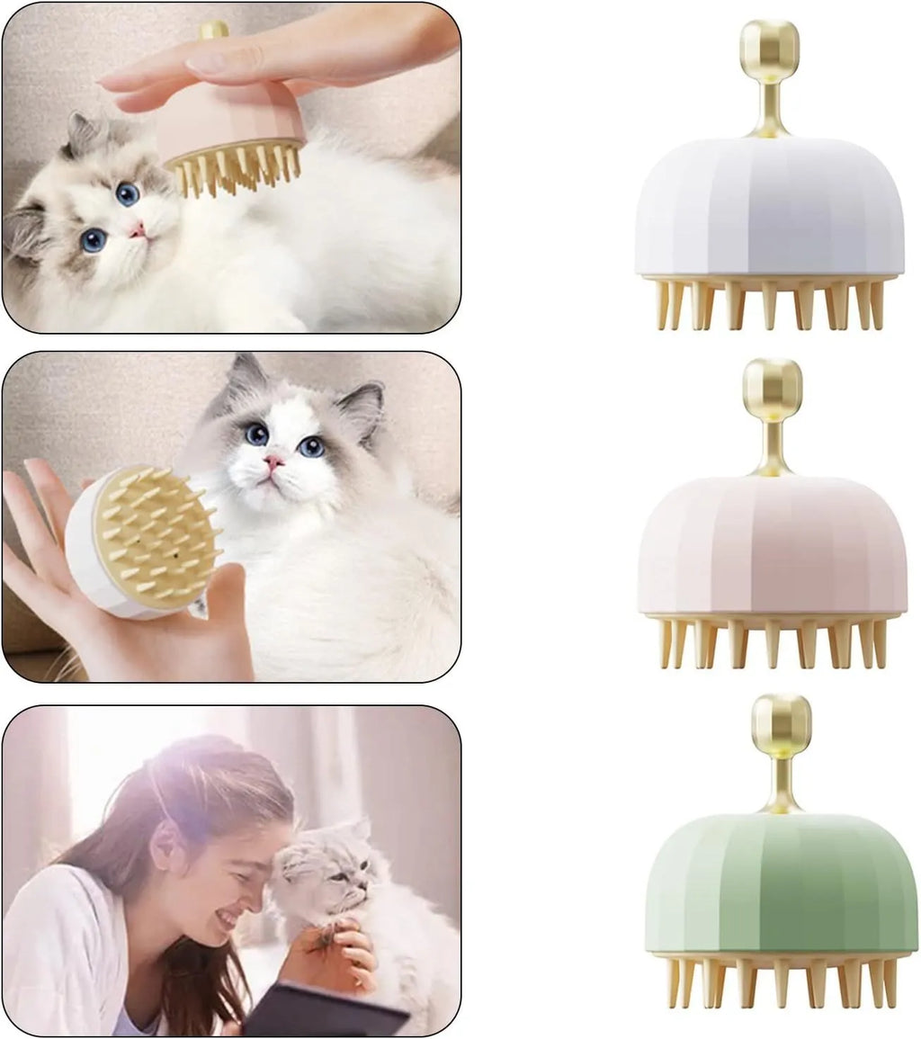 Silicone pet shampoo brush with double-sided massage design for dog and cat bath time