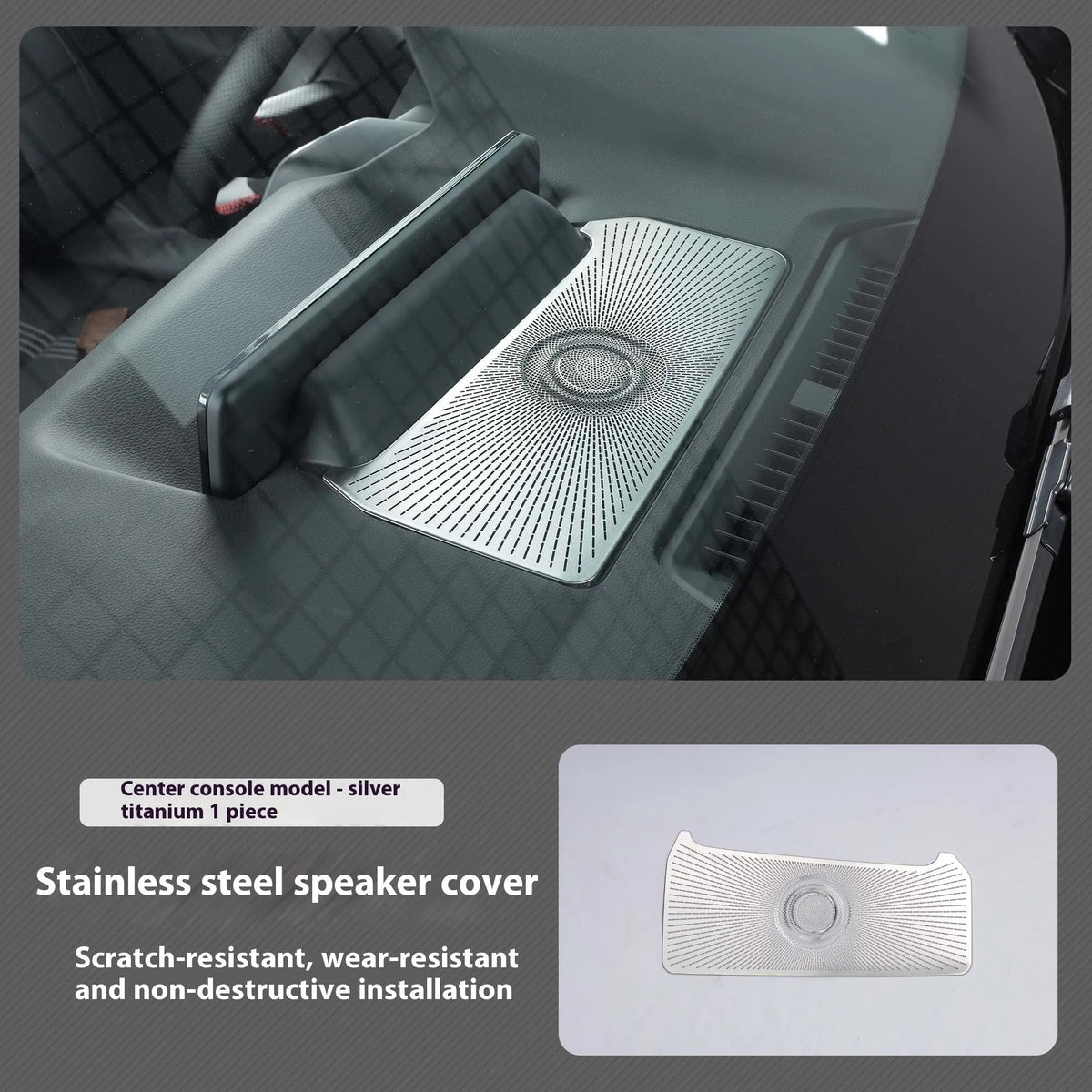 Stainless steel horn cover for Mazda CX50 with adhesive backing, black titanium or silver titanium finish