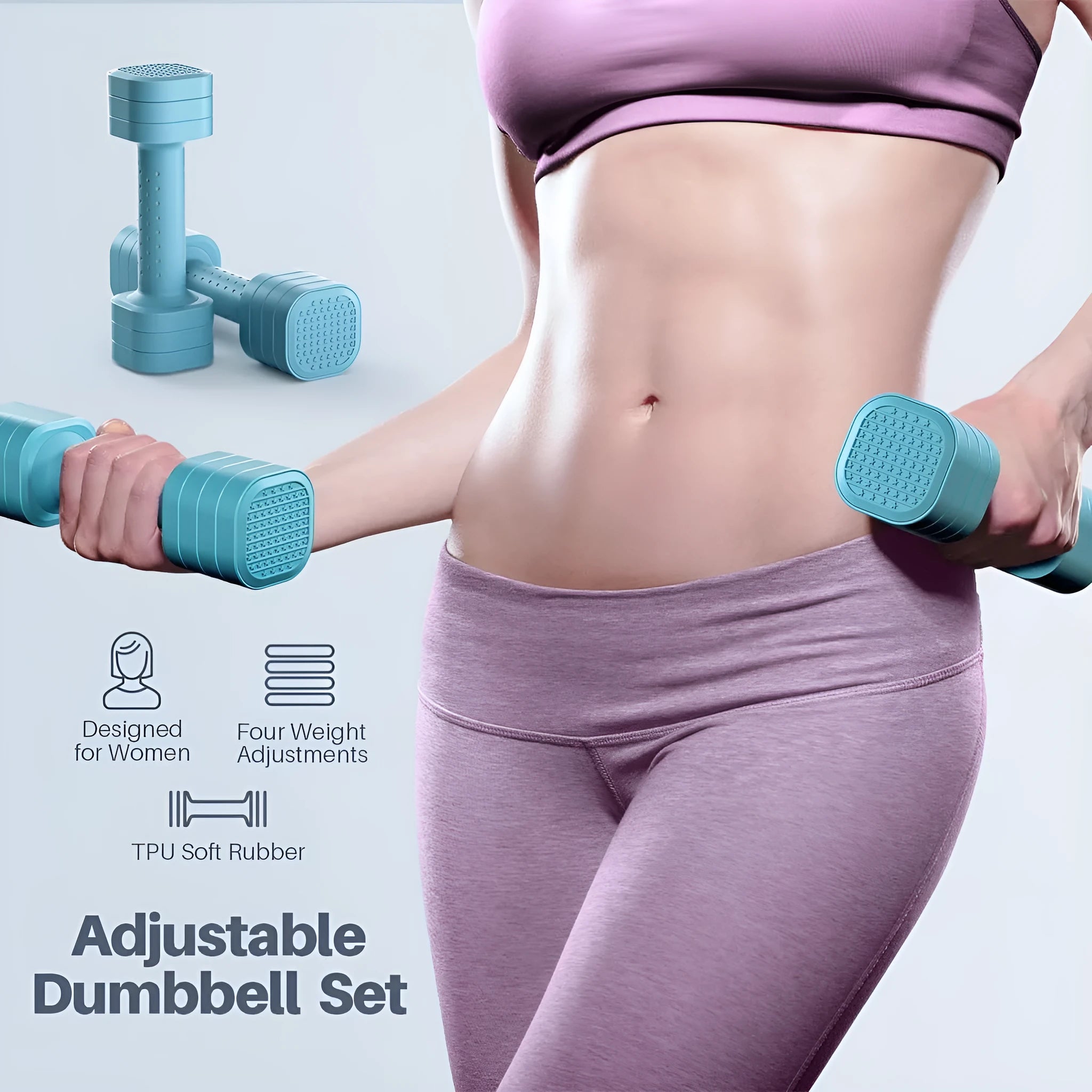 Set of pink detachable 5lb dumbbells for women's home fitness and slimming workouts.