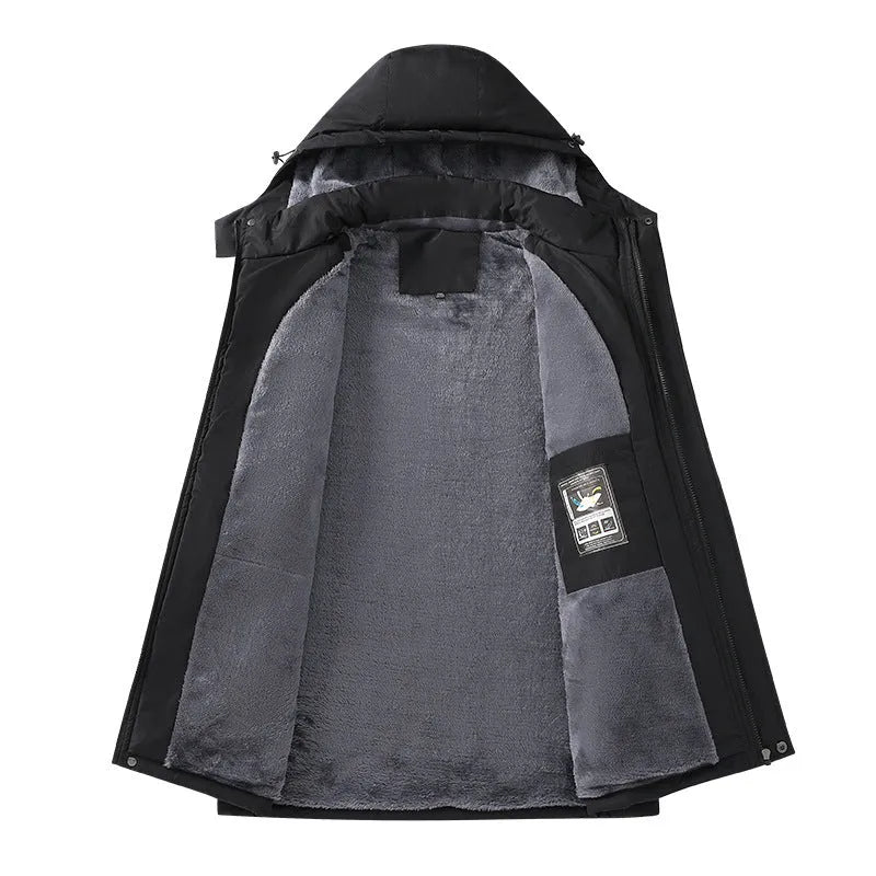 Men's loose fit plus size hooded coat in polyester, shown in army green colour