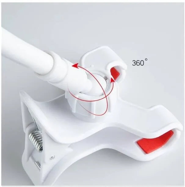 Mobile phone bracket with spiral clip base and alloy bent pipe in black 80cm length