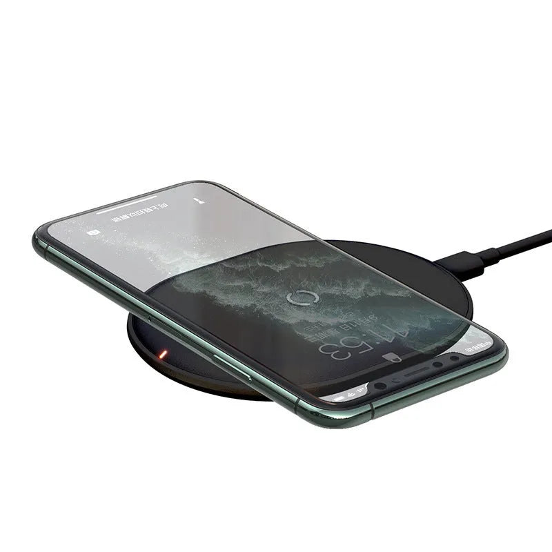 Baseus Rough 15W wireless charging pad for mobile phones in black or white with Type-C cable