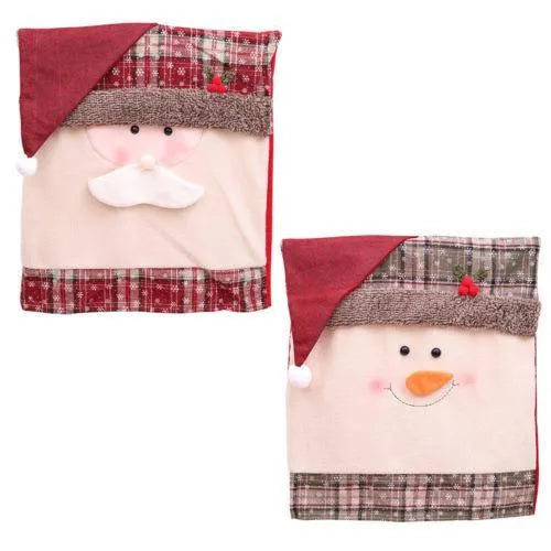 Christmas chair covers set with Santa Claus and Snowman designs for standard dining chairs