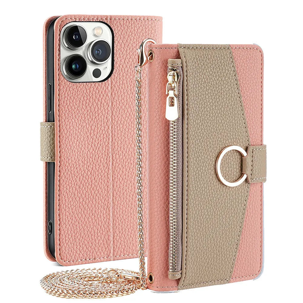 Multifunctional card phone case with lanyard bracket and magnetic suction for Apple iPhone