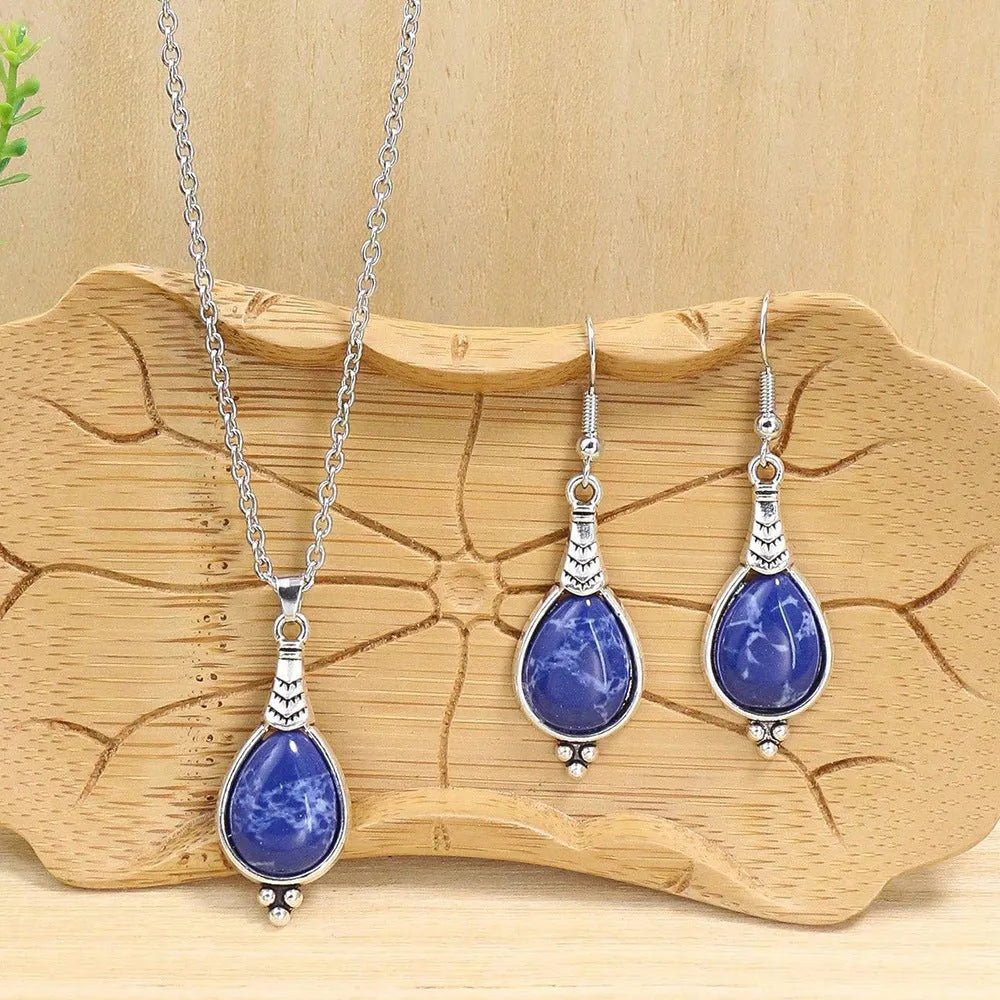 Women's alloy earrings and necklace set with ellipse design in multiple colour options HS 310 HS 184 HS 311 HS 007 HS 036