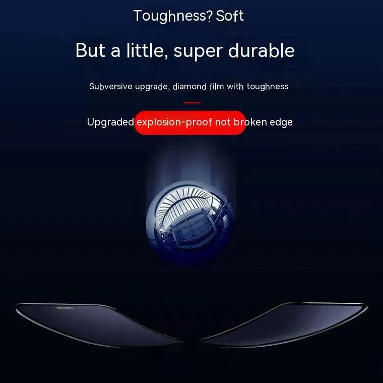 iPhone tempered glass screen protector with privacy dustproof net film showing full coverage on iPhone